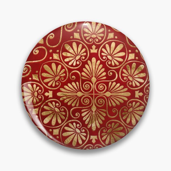 Item preview, Greek Meander - Greek Ornament - Gold on Red #8 designed and sold by k9printart.