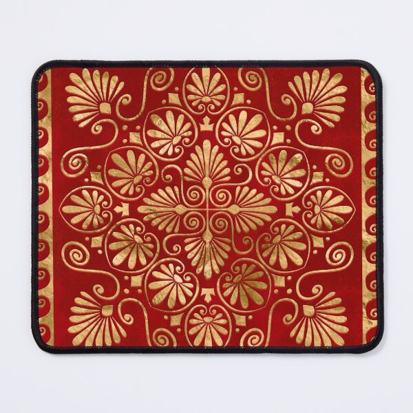 Item preview, Greek Meander - Greek Ornament - Gold on Red #8 designed and sold by k9printart.