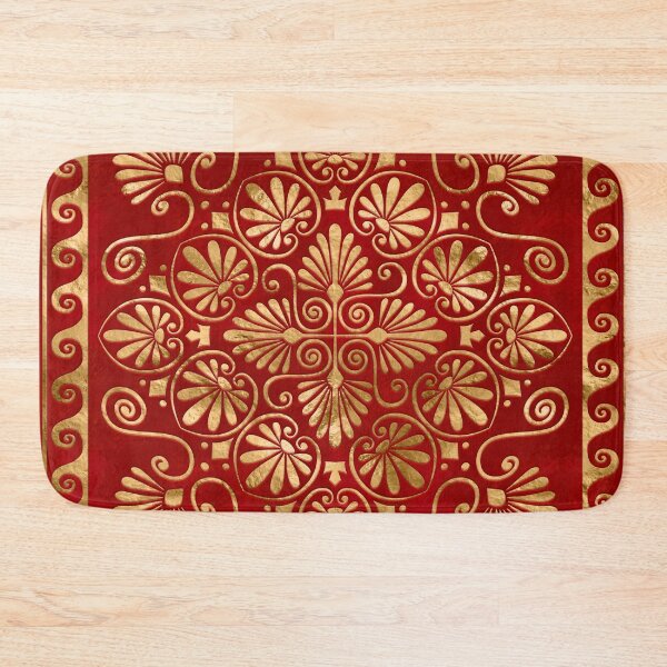 Item preview, Greek Meander - Greek Ornament - Gold on Red #8 designed and sold by k9printart.