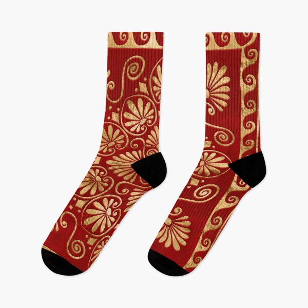 Item preview, Greek Meander - Greek Ornament - Gold on Red #8 designed and sold by k9printart.