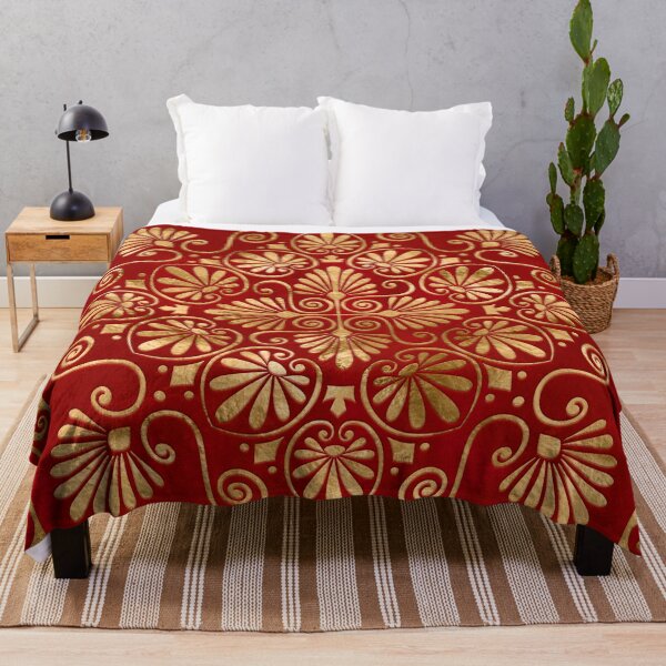 Item preview, Greek Meander - Greek Ornament - Gold on Red #8 designed and sold by k9printart.