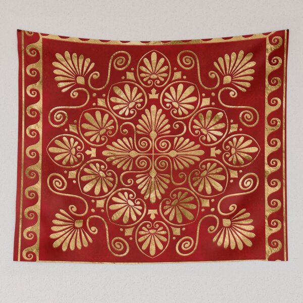 Item preview, Greek Meander - Greek Ornament - Gold on Red #8 designed and sold by k9printart.