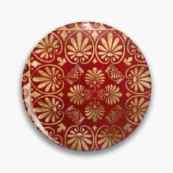 Item preview, Greek Meander - Greek Ornament - Gold on Red #9 designed and sold by k9printart.