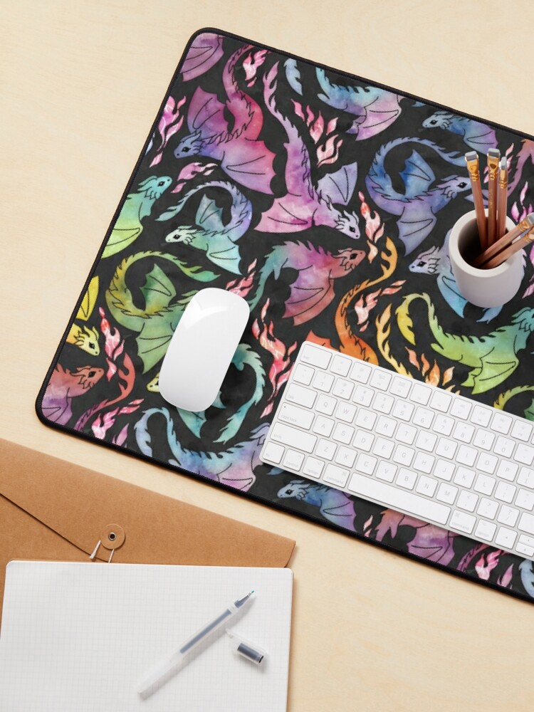 Mouse Pad, Dragon fire dark rainbow designed and sold by adenaJ