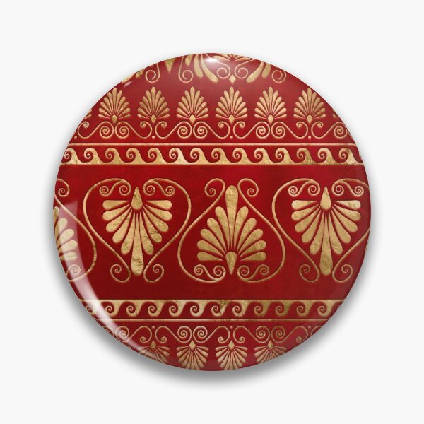 Item preview, Greek Meander - Greek Ornament - Gold on Red #10 designed and sold by k9printart.