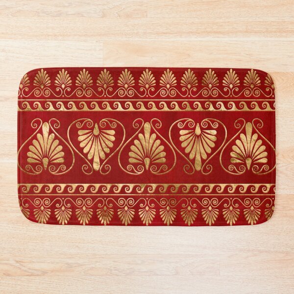 Item preview, Greek Meander - Greek Ornament - Gold on Red #10 designed and sold by k9printart.