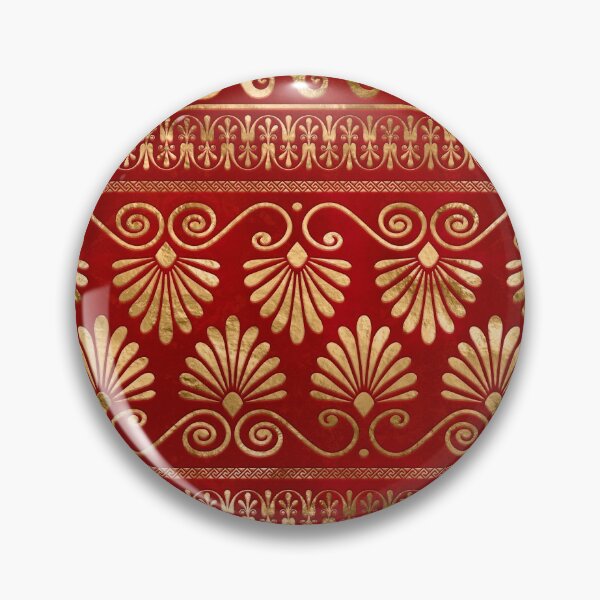Item preview, Greek Meander - Greek Ornament - Gold on Red #11 designed and sold by k9printart.
