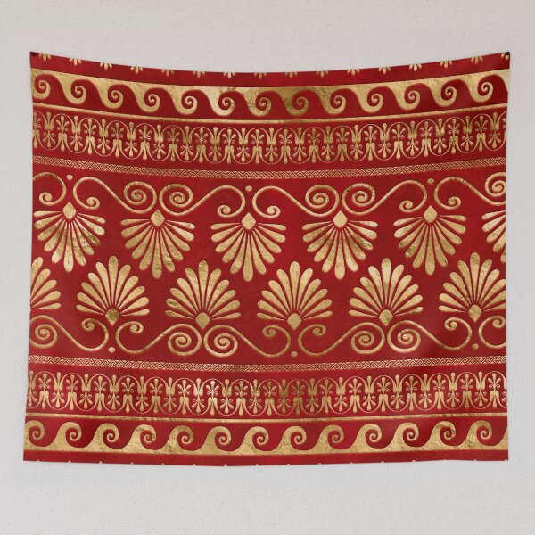 Item preview, Greek Meander - Greek Ornament - Gold on Red #11 designed and sold by k9printart.