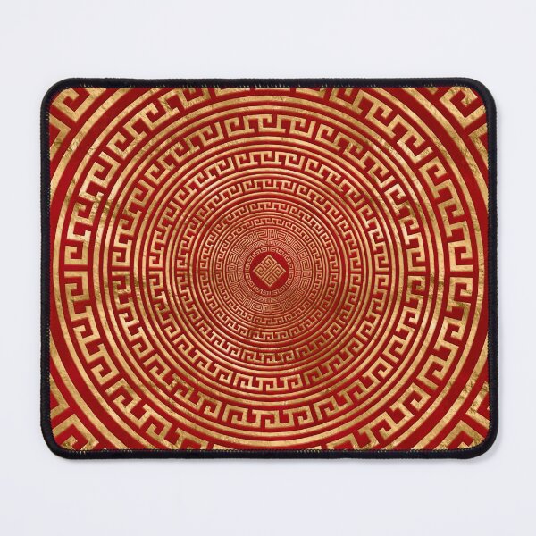 Item preview, Round Greek Meander Ornament - Gold on Red designed and sold by k9printart.