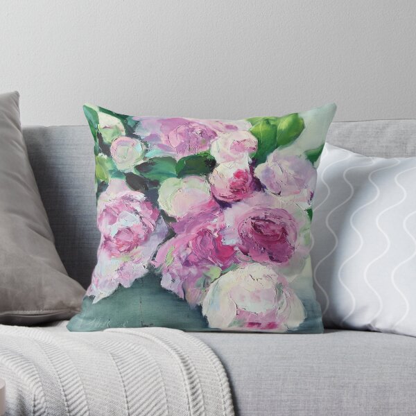 Peony bouquet Throw Pillow