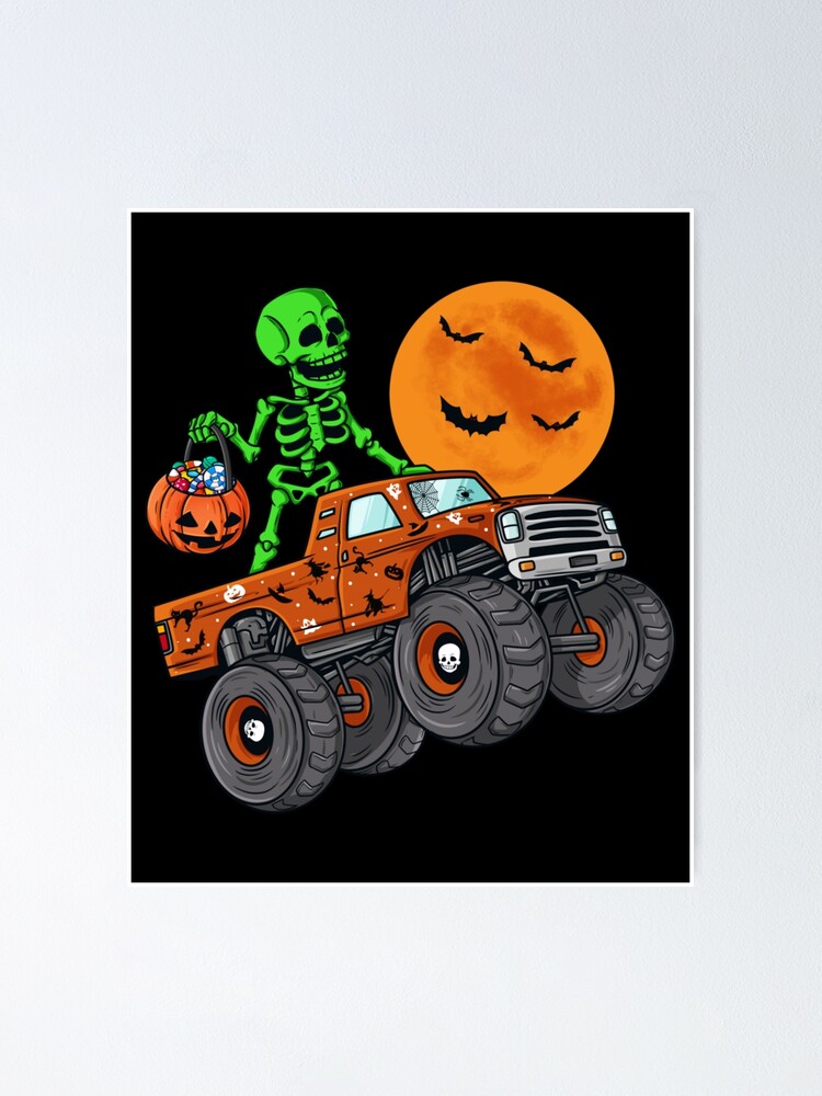 Custom Kids Skeleton Monster Truck Trick Treat Halloween Monster
