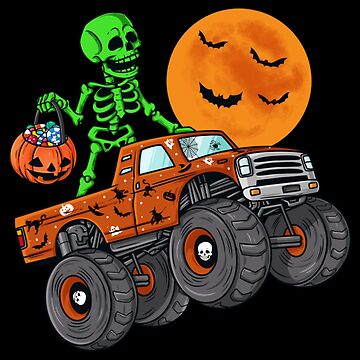 Custom Kids Skeleton Monster Truck Trick Treat Halloween Monster