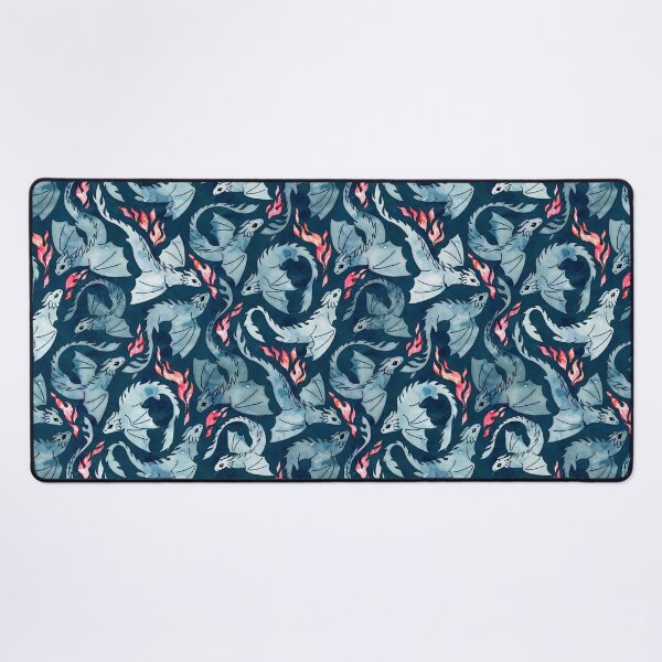 Dragon fire dark blue Desk Mat