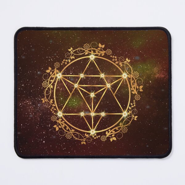 Item preview, Merkabah Ascension: Sacred Geometry Floral Wreath on Starry Amber Nebula designed and sold by Art-PraveenRai.