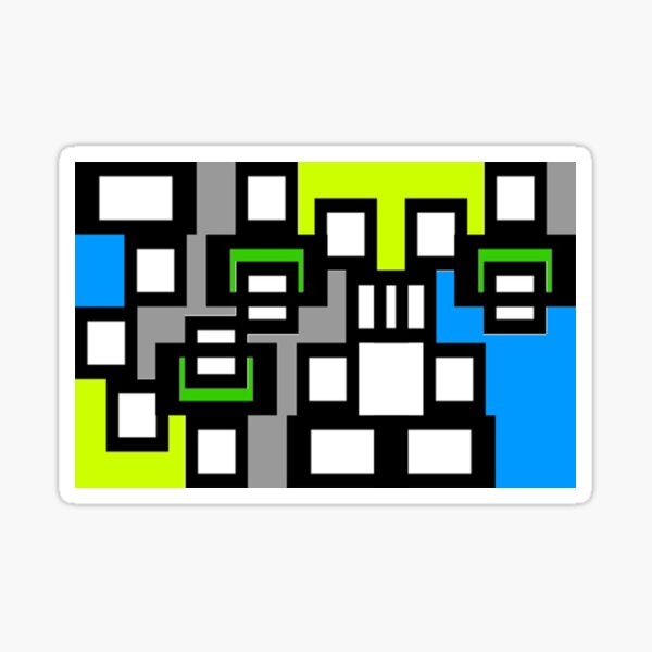 BLACK WHITE AND NEON COLORS ABSTRACT SQUARES Sticker