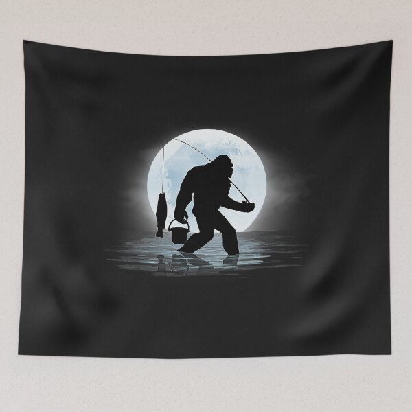 Item preview, Bigfoot Fishing Funny Sasquatch and Fish Night Fishing designed and sold by JamesRushforth.