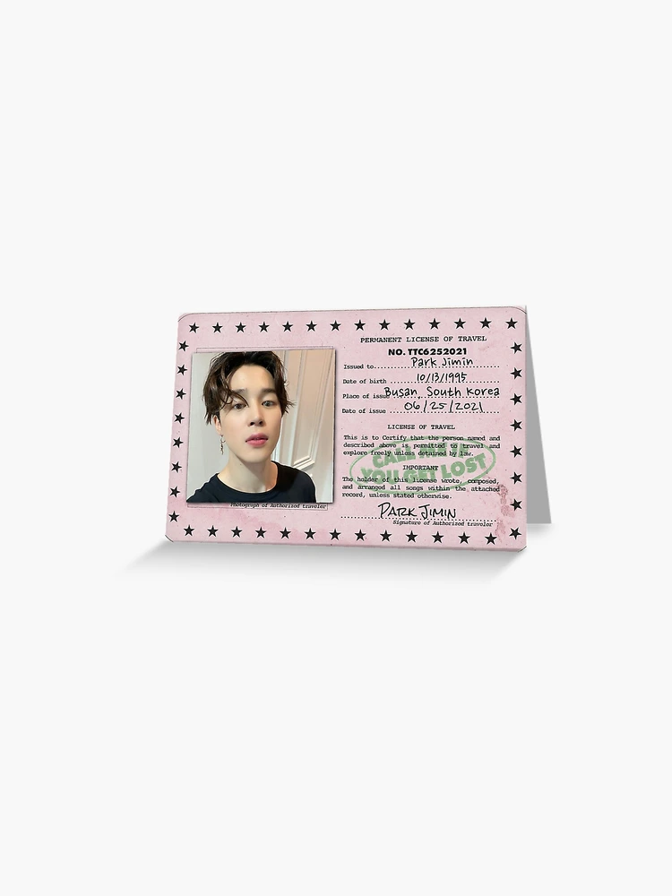 bts jimin id card 