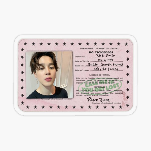 bts jimin id card 