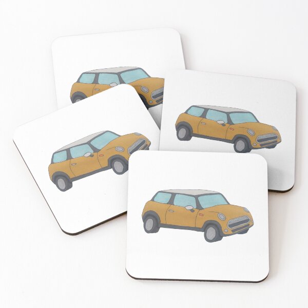 Item preview, yellow hand drawn cartoon mini cooper designed and sold by -Lily-Anne-.