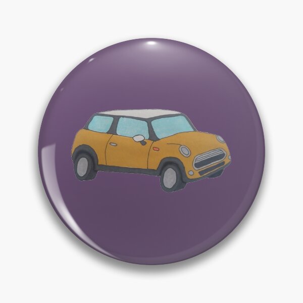 Artikelvorschau, gelber handgezeichneter Cartoon Mini Cooper (lila Hintergrund) entworfen und verkauft von -Lily-Anne-.