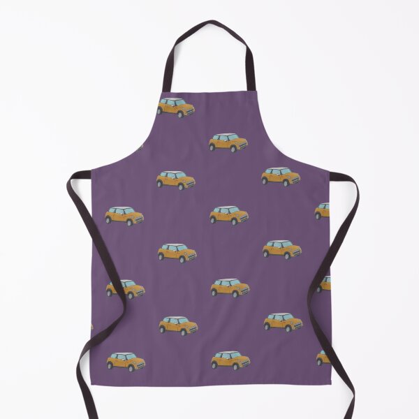 Item preview, yellow hand drawn cartoon mini cooper (purple background)  designed and sold by -Lily-Anne-.
