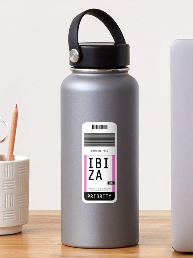 Thumbnail 1 of 3, Sticker, Ibiza Boarding Pass IBZ (Pink) designed and sold by lukassfr.