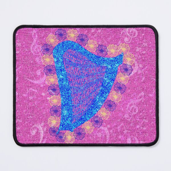Item preview, Colourful Sparkly harp with flowers and a background of music notes designed and sold by Only1helen.