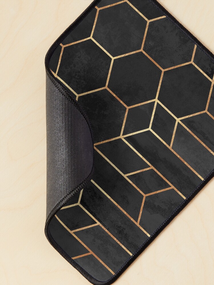 Thumbnail 2 of 5, Mouse Pad, Black Hexagons designed and sold by Elisabeth Fredriksson.