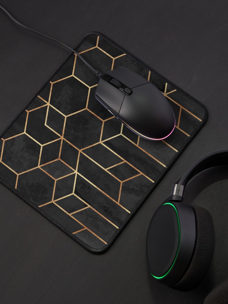 Thumbnail 4 of 5, Mouse Pad, Black Hexagons designed and sold by Elisabeth Fredriksson.