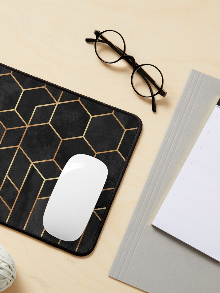 Thumbnail 3 of 5, Mouse Pad, Black Hexagons designed and sold by Elisabeth Fredriksson.
