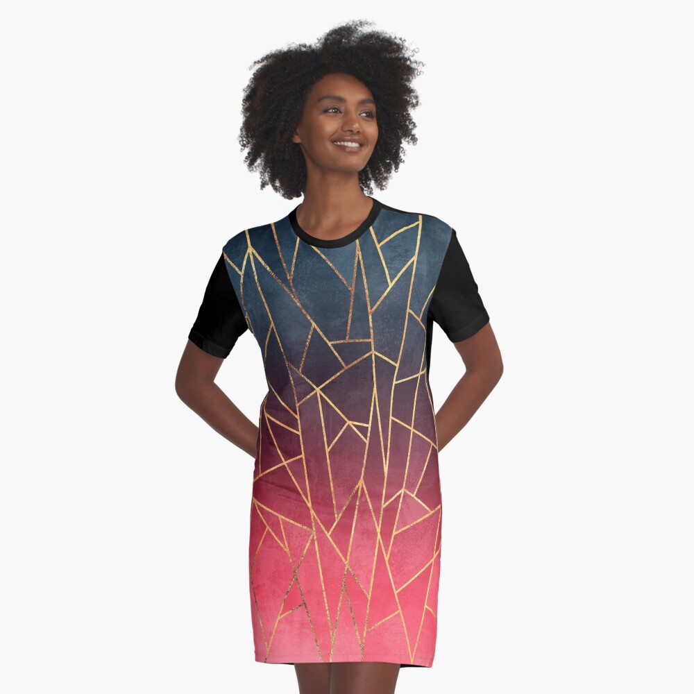 Shattered Ombre 2 Graphic T-Shirt Dress