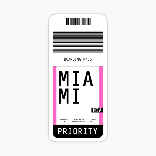 Item preview, Miami Boarding Pass MIA (Pink) designed and sold by lukassfr.