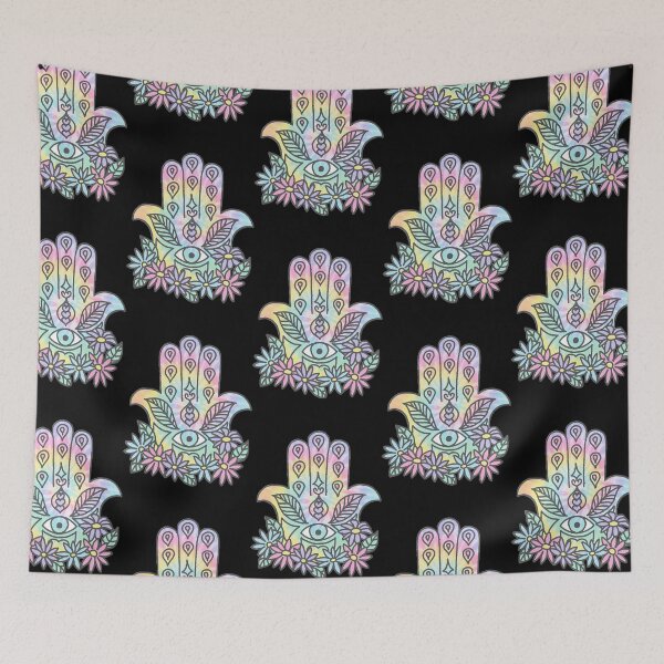 Item preview, Tie Dye Pastel Neon Flower Crown Hamsa Yin Yang Trendy Hippie Print  designed and sold by barkdull.