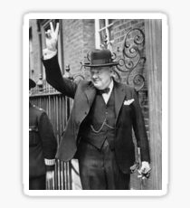 Winston, Churchill, British prime minister, V sign, Victory, 1943, WWII Sticker