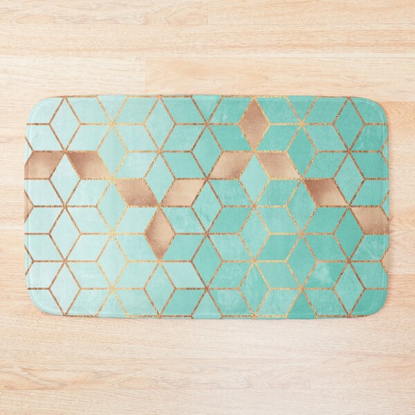 Soft Gradient Aquamarine Bath Mat