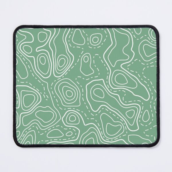 Minimalist Aesthetic White on Black Topographic Lines Abstract Mouse Pad  for Sale by Doa-ibu