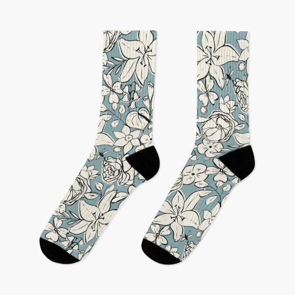 Item preview, Blue Linework Allover Floral designed and sold by gabrielleneil.