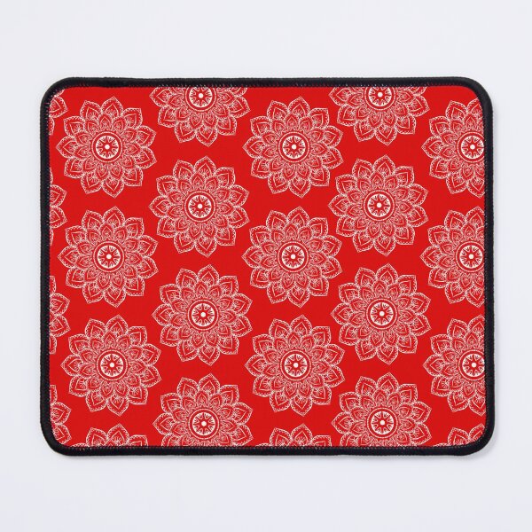Ornamental pattern with red color- white Mouse Pad