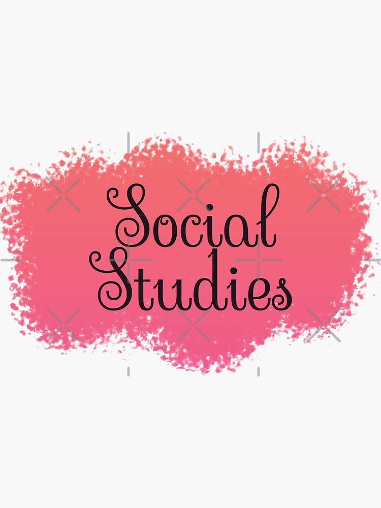 "Social Studies School Subject Label Peach to Pink Gradient" Sticker