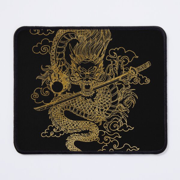 Artikelvorschau, Goldchinesischer Drache mit schwarzem Hintergrund entworfen und verkauft von SoccaTamam.