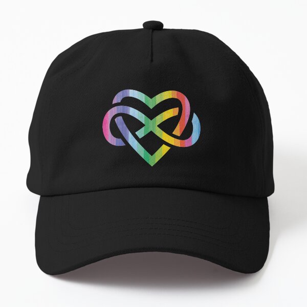 Polyamory Poly Love Inifinity Heart Rainbow Watercolor Dad Hat