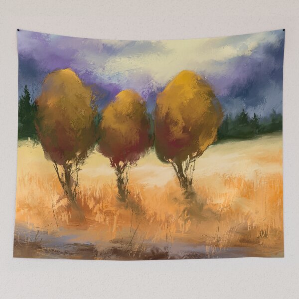 Item preview, Three buddies at sunset, digital beautiful landscape painting designed and sold by Mikko Tyllinen.