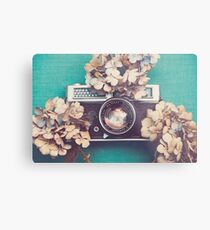 Camera & Hydrangea Metal Print