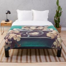 Camera & Hydrangea Throw Blanket