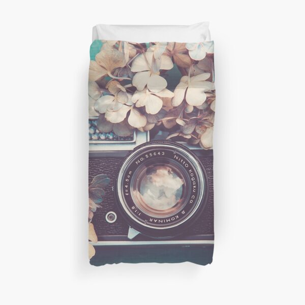 Camera & Hydrangea Duvet Cover