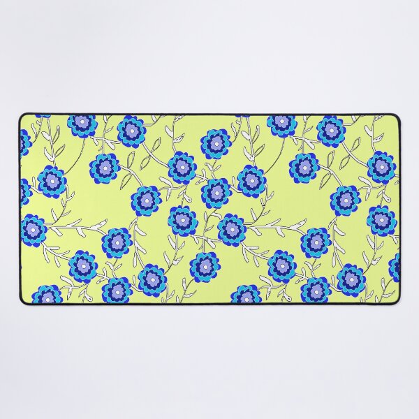 Item preview, Blue Flowers on Yellow designed and sold by bloomingvine.