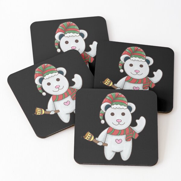 Item preview, Cute Winter Bear Holding Hand Bell Using Christmas Hat and Scarf - Best Cute designed and sold by Yaseee.