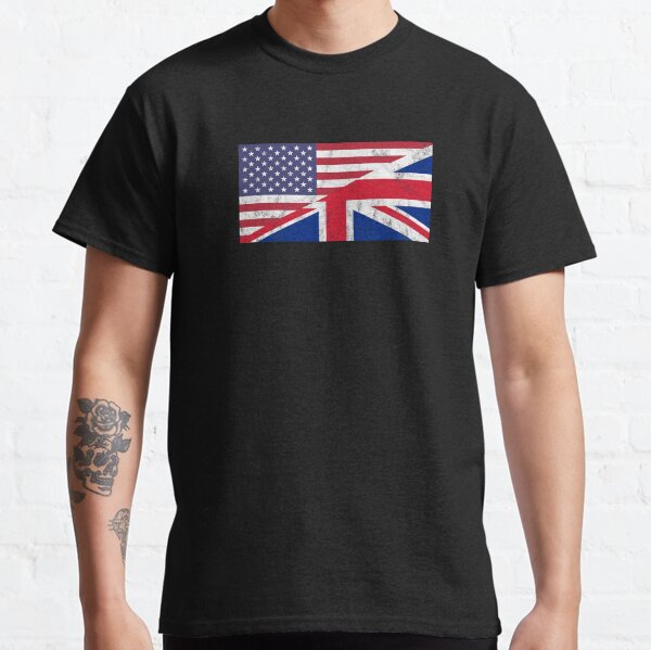 USA and UK Flag Mixed United Allies Friends Classic T-Shirt