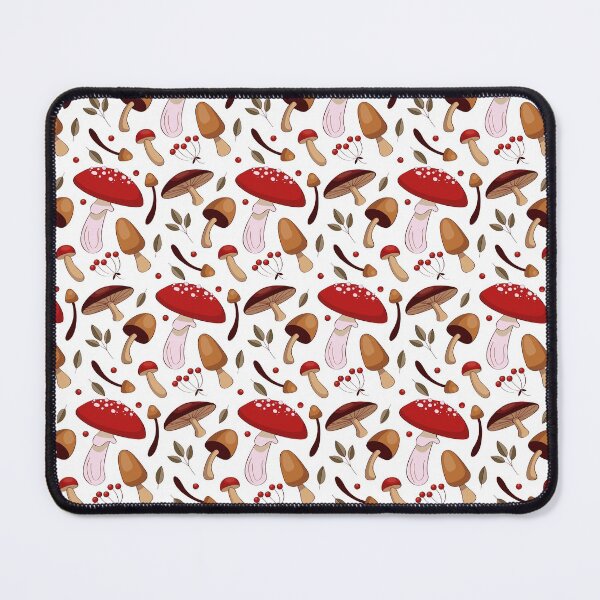 Hand Drawn Forest Mushrooms Pattern Fungi Texture Mouse Pad