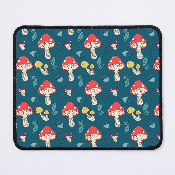 Item preview, Colorful Hand Drawn Mushroom Pattern Fungi Texture Indigo Blue designed and sold by SoccaTamam.